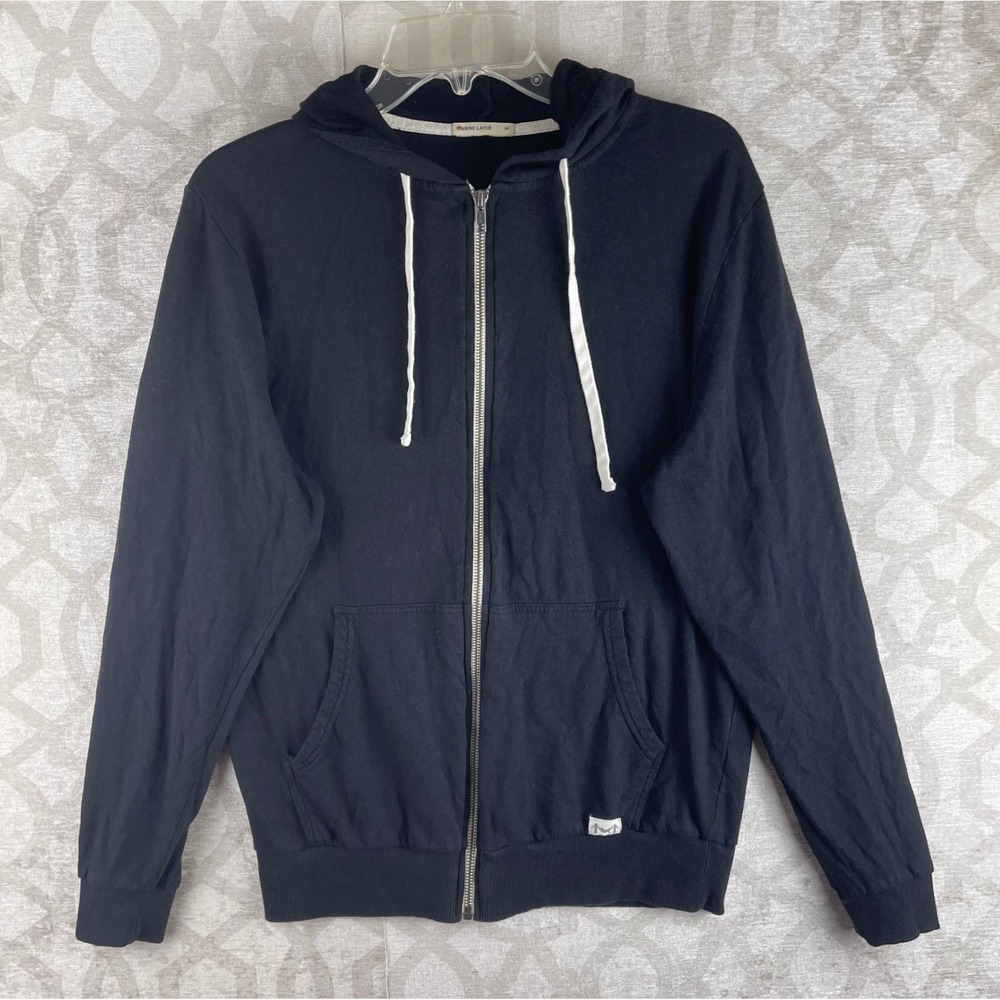 Marine Layer Creativity For All Mens Medium Black Graphic Zip Hoodie Cotton‎